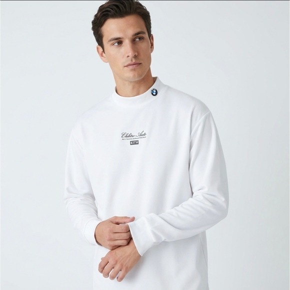 Kith x BMW Long Sleeve Mock Neck Men Tee - White - Picture 2 of 10